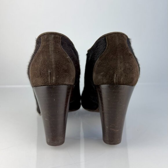 Philippe Model Black Pony Hair Leather Ankle Boots 3.5" Block Heel Made in Italy - Picture 4 of 9